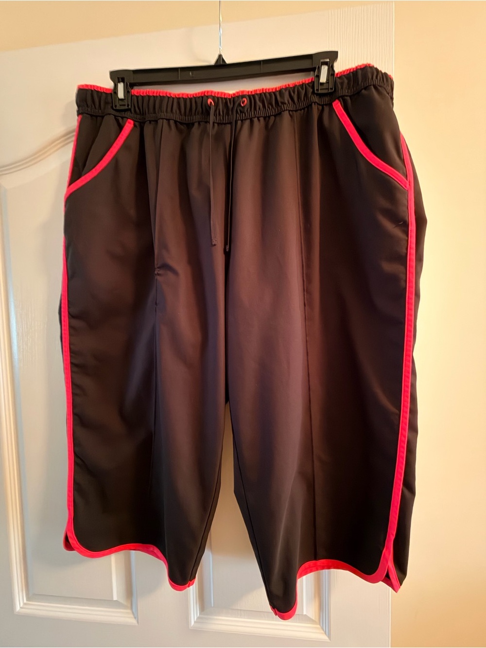 Women’s Black Athletic Capris with Pink Trim